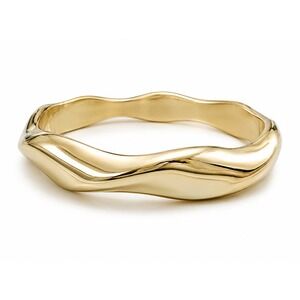 New Gold Tone Twisted Wavy Plastic Resin Bangle Bracelet Sculptural Modern‎